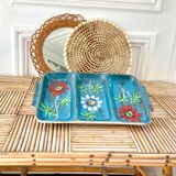 Glazed ceramic dish with flowers 50s