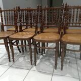 Rare suite of 8 chairs bistrot salon Fischel 1890