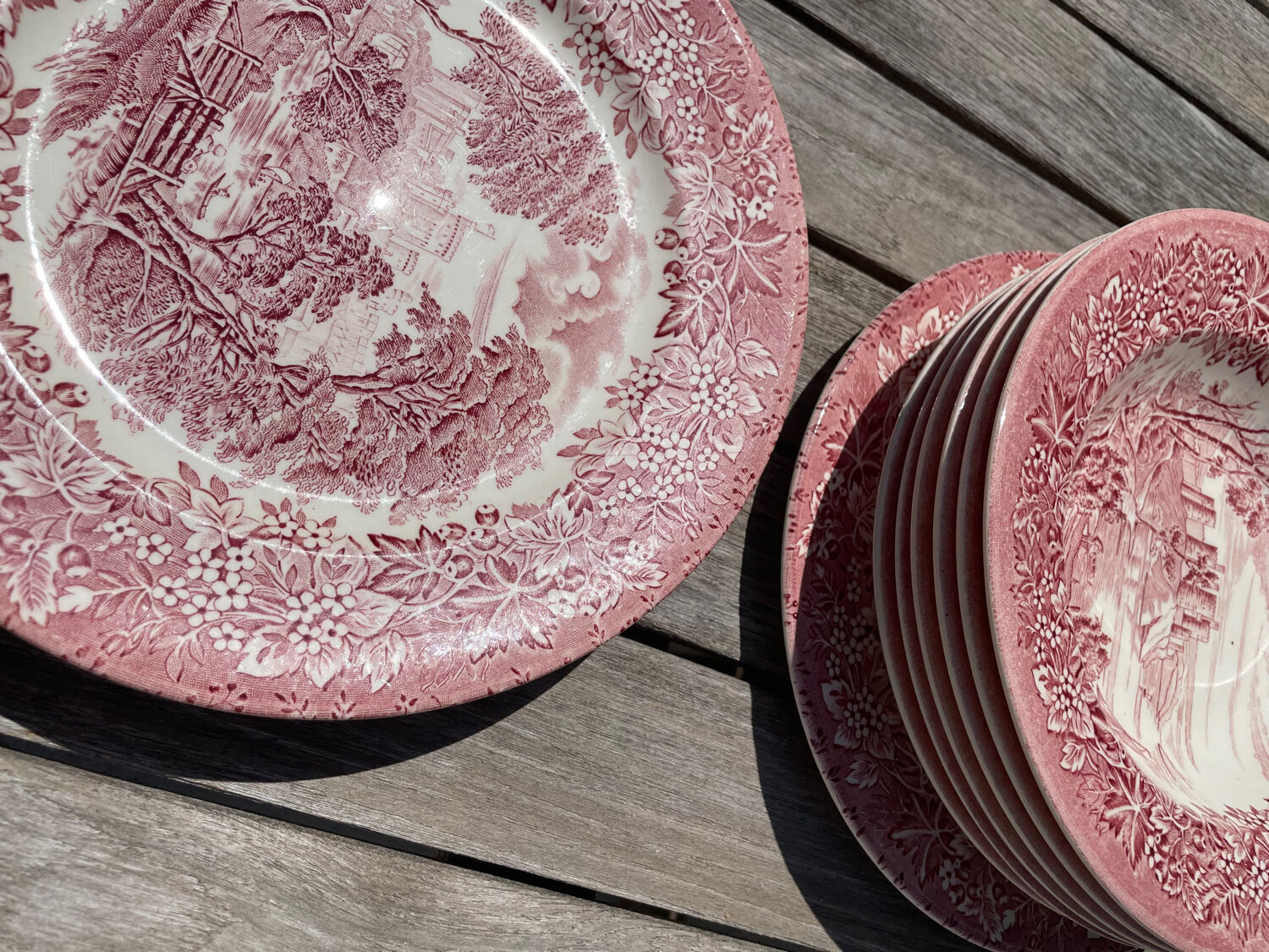 Lot 6 flat plates and 6 hollow English Iron Earth English Ironstone