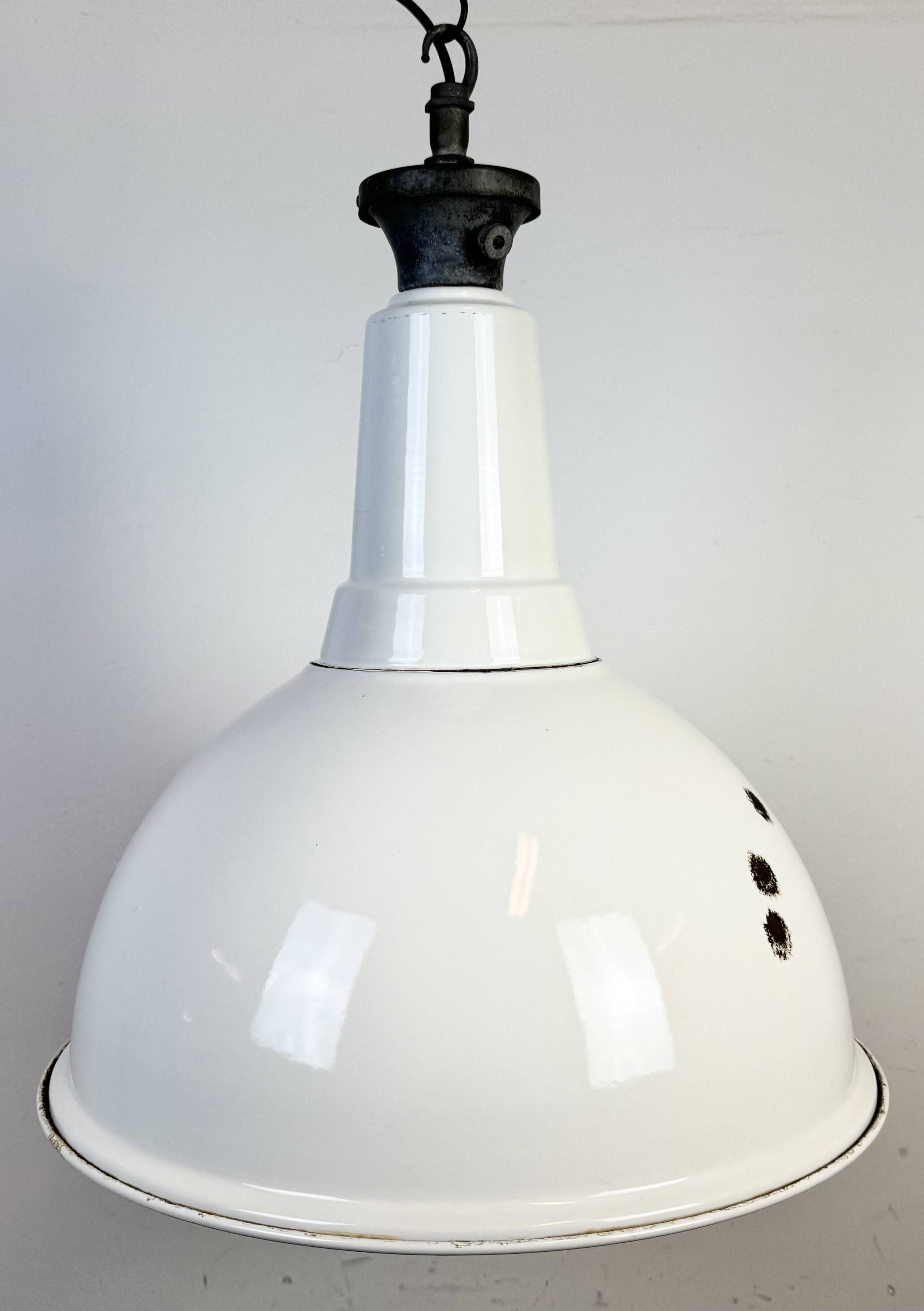 Large Industrial British White Enamel Pendant Lamp from Benjamin, 1960s