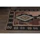 70's Brown Turkish Oushak Handmade Wool Geometric Motif Runner Rug 123x293