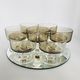 Champagne cups in smoked glass, Luminarc France 1970