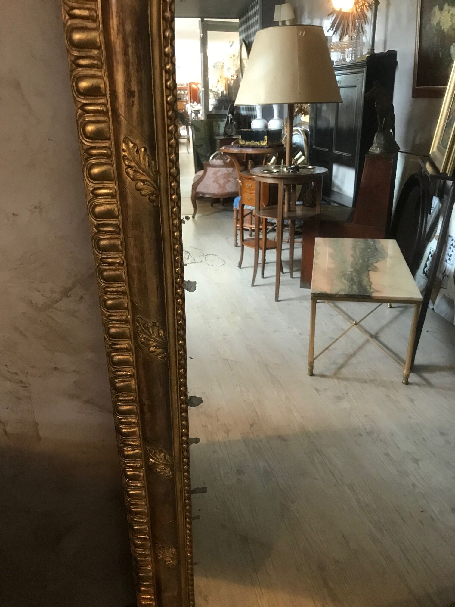 Golden wood mirror - 140x88cm