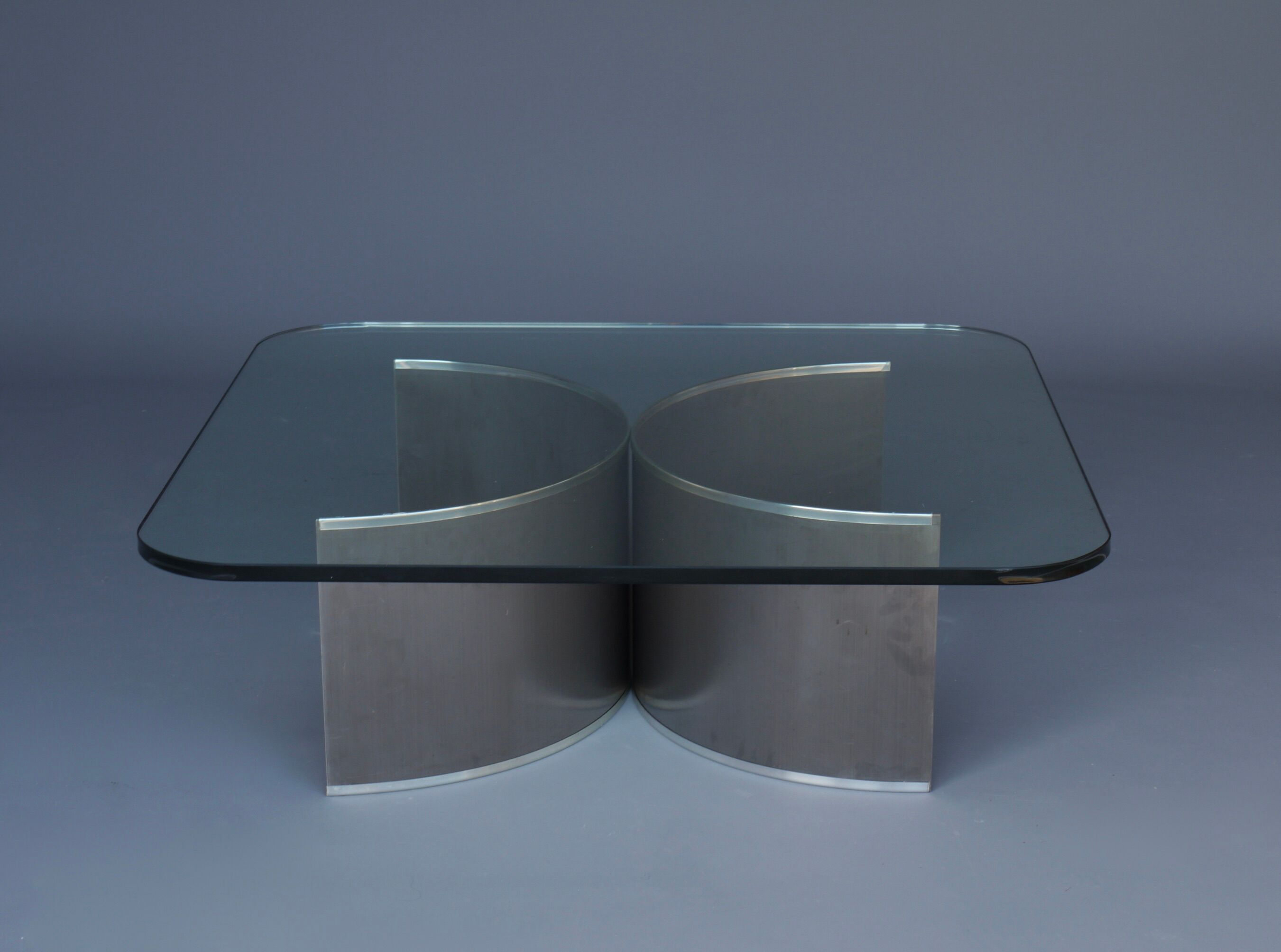 Stainless steel and glass coffee table, 1970s