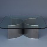 Stainless steel and glass coffee table, 1970s