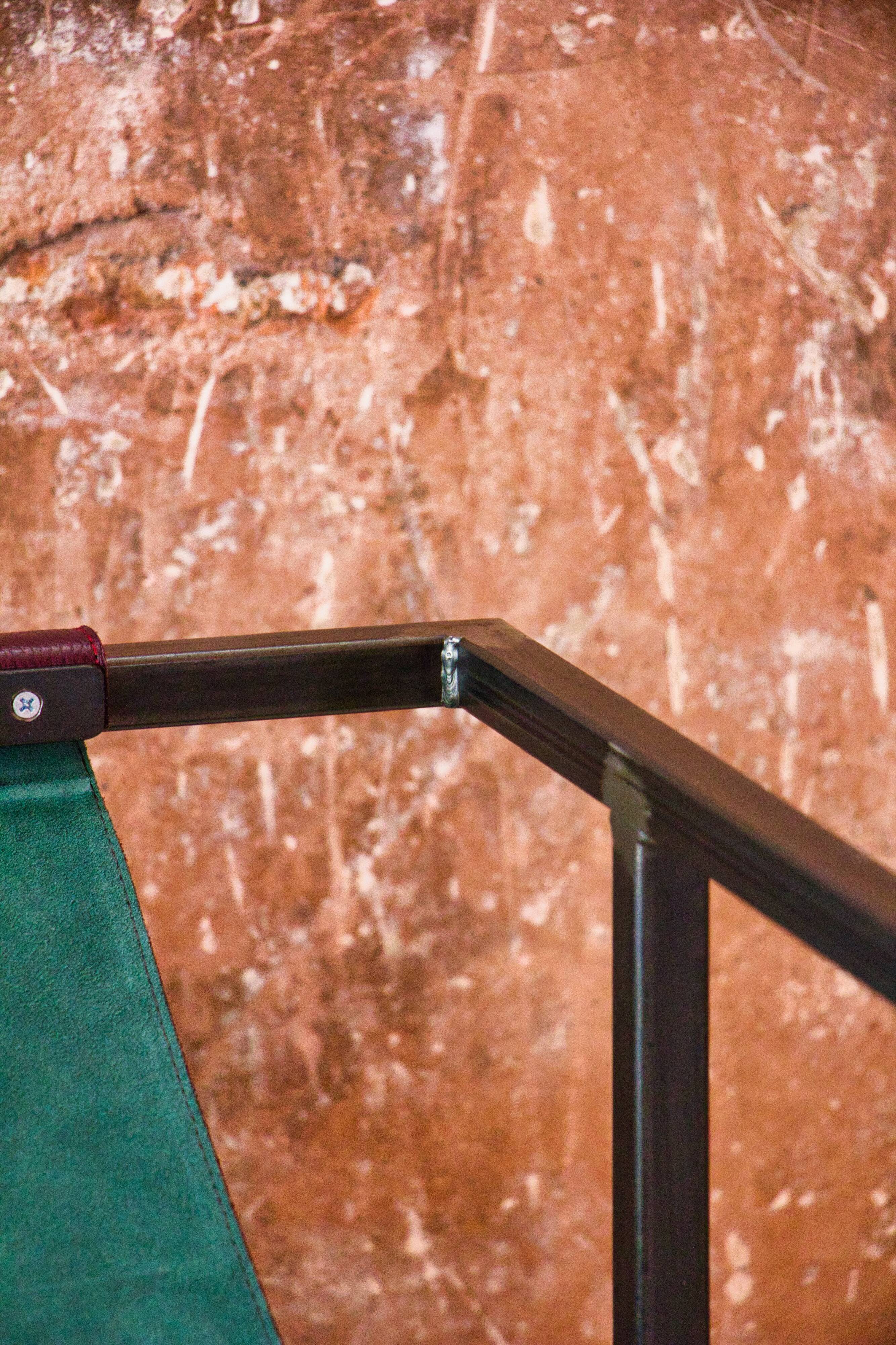 Burgundy leather armchair metal style indus contemporary design