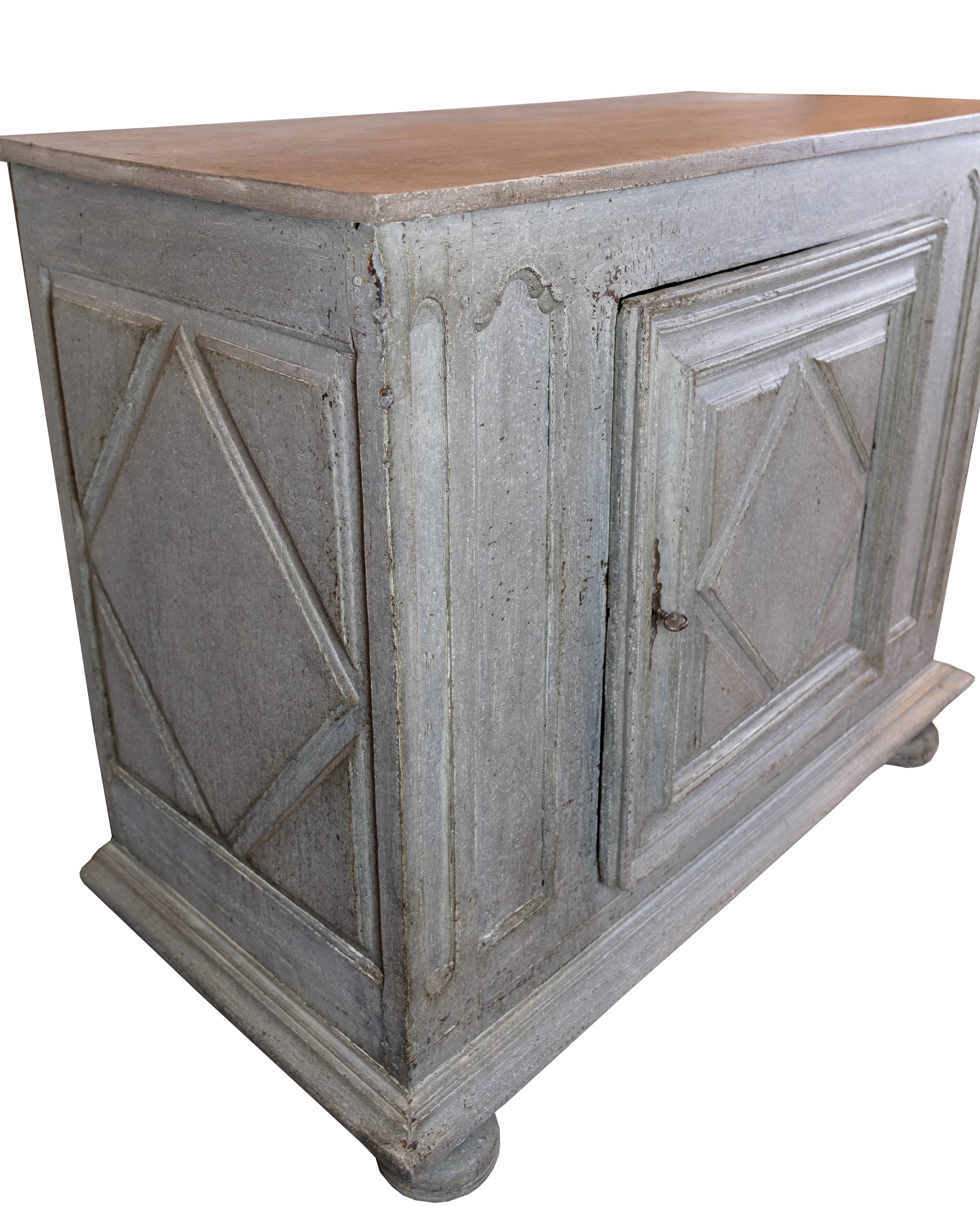 Original Painted Food Cabinet Grey Colour, Spanish Origin From 1720s
