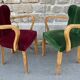 Pair of vintage studded velvet bridge chairs, 1950s