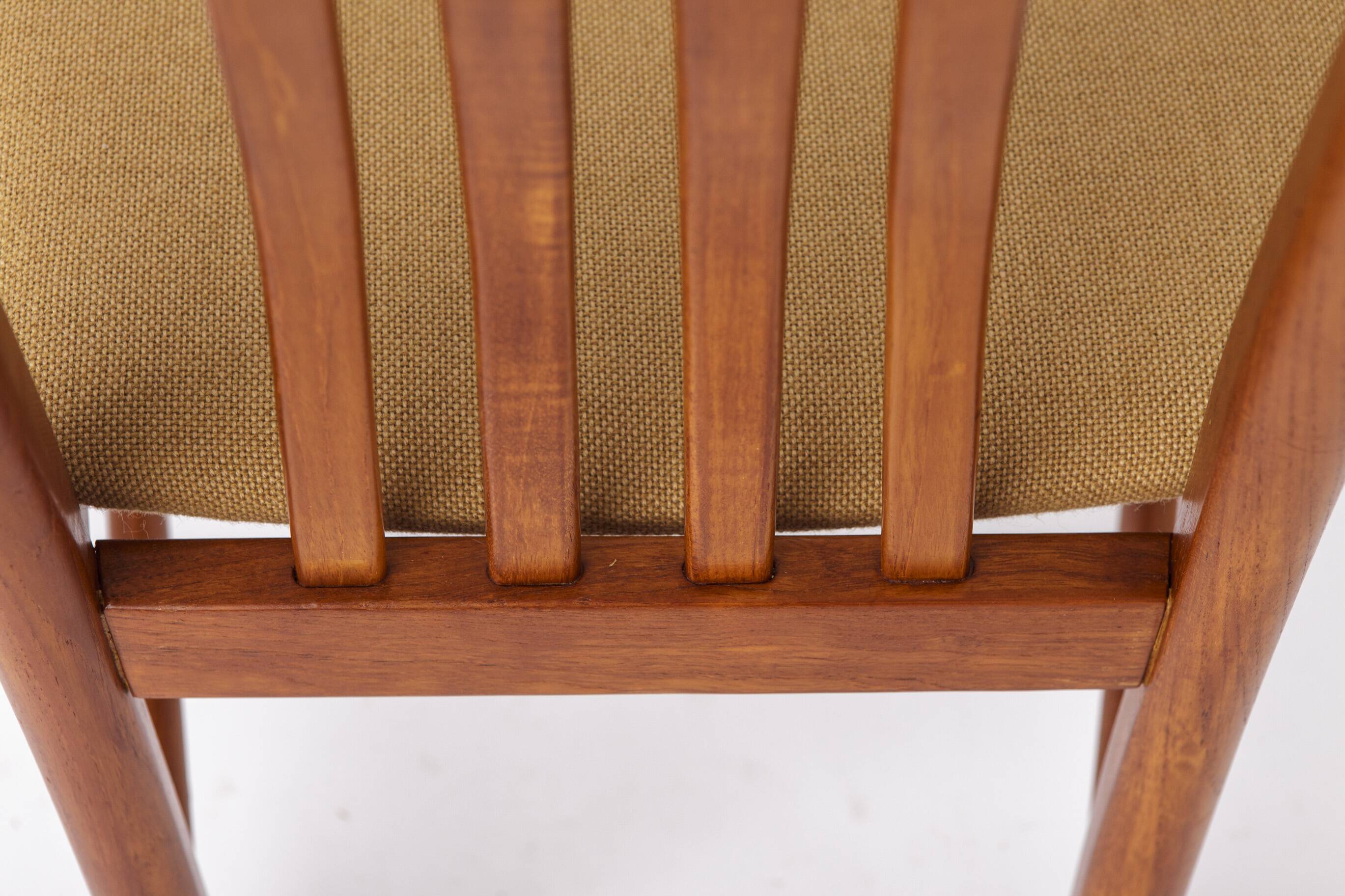 Set of 4 Danish Teak Dining Chairs 1960s, Mid Century Vintage Chairs, Beige