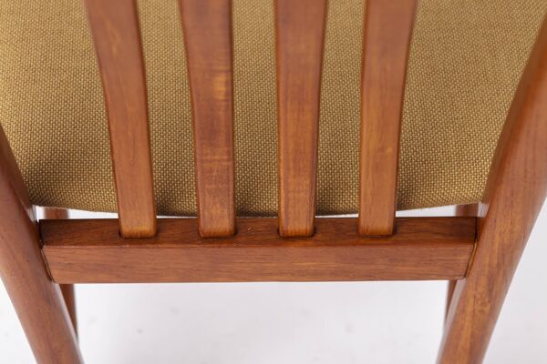 Ensemble de 4 chaises de salle à manger en teck danois des années 1960, chaises vintage du milieu du siècle, beige.