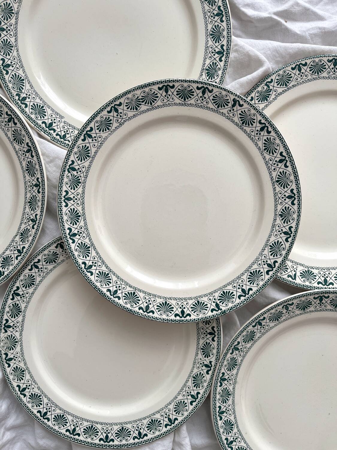 6 ironstone dessert plates “Palmettes” Boch Freres La Louvière