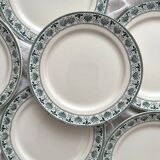6 ironstone dessert plates “Palmettes” Boch Freres La Louvière