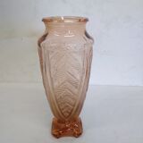 Art Deco pink blown glass vase