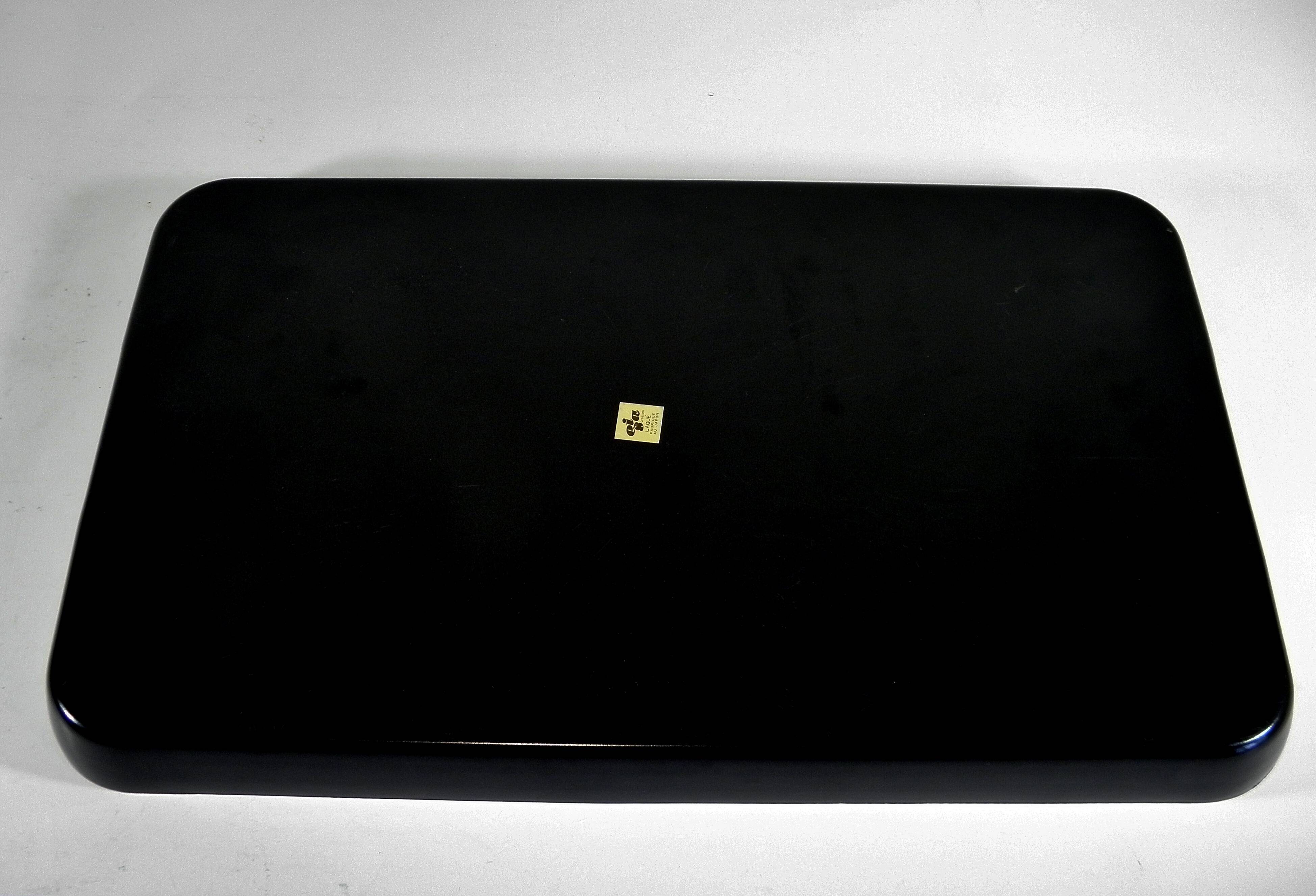 Lacquered plate "iris" 48 x 29 cm - japan 1970