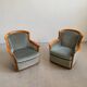 1960s Scandinavian Mid-century Armchairs, Solid Cherry Wood and Velvet