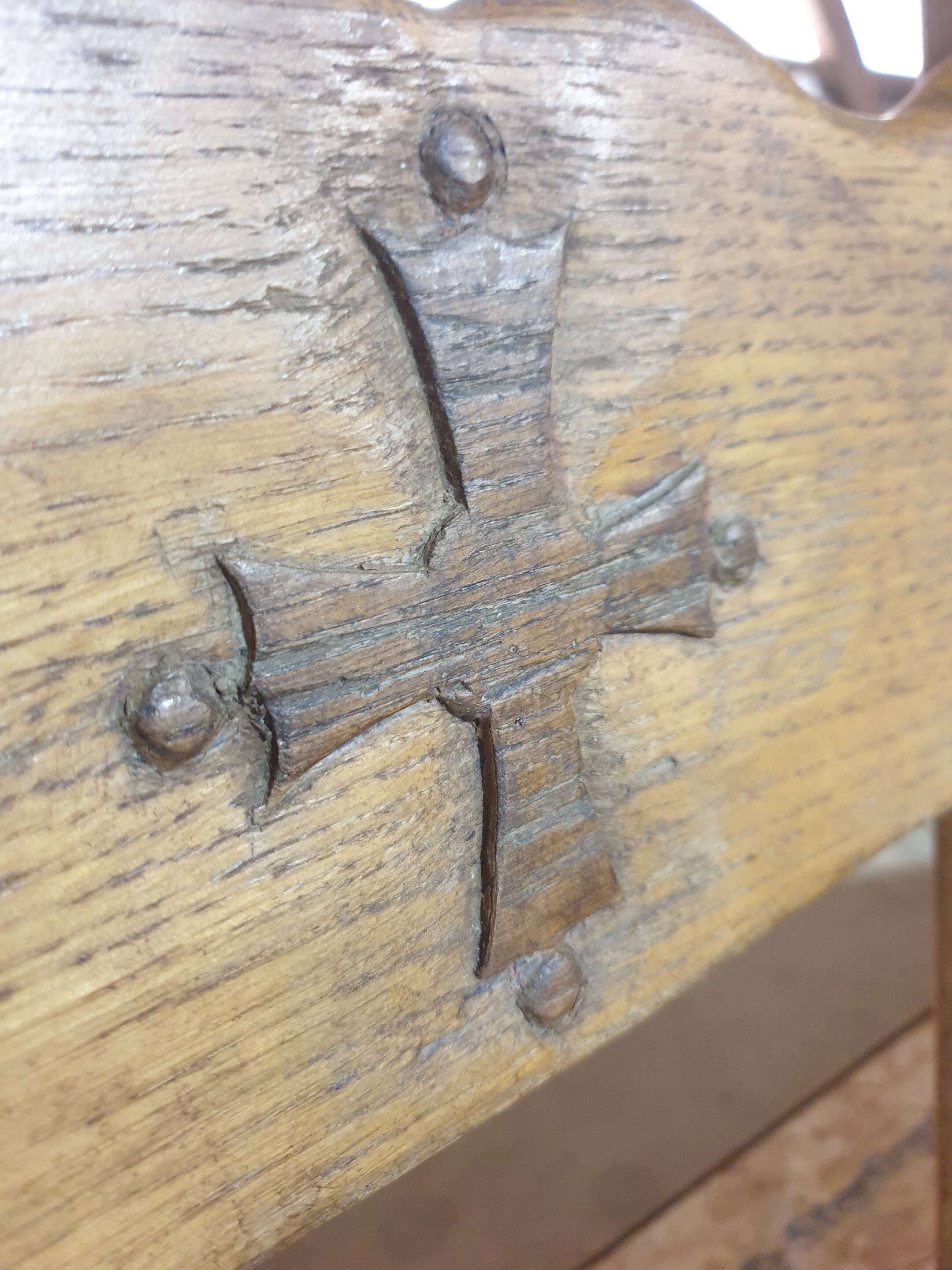 Monastery table with Occitan cross + 4 chairs - 20th century
