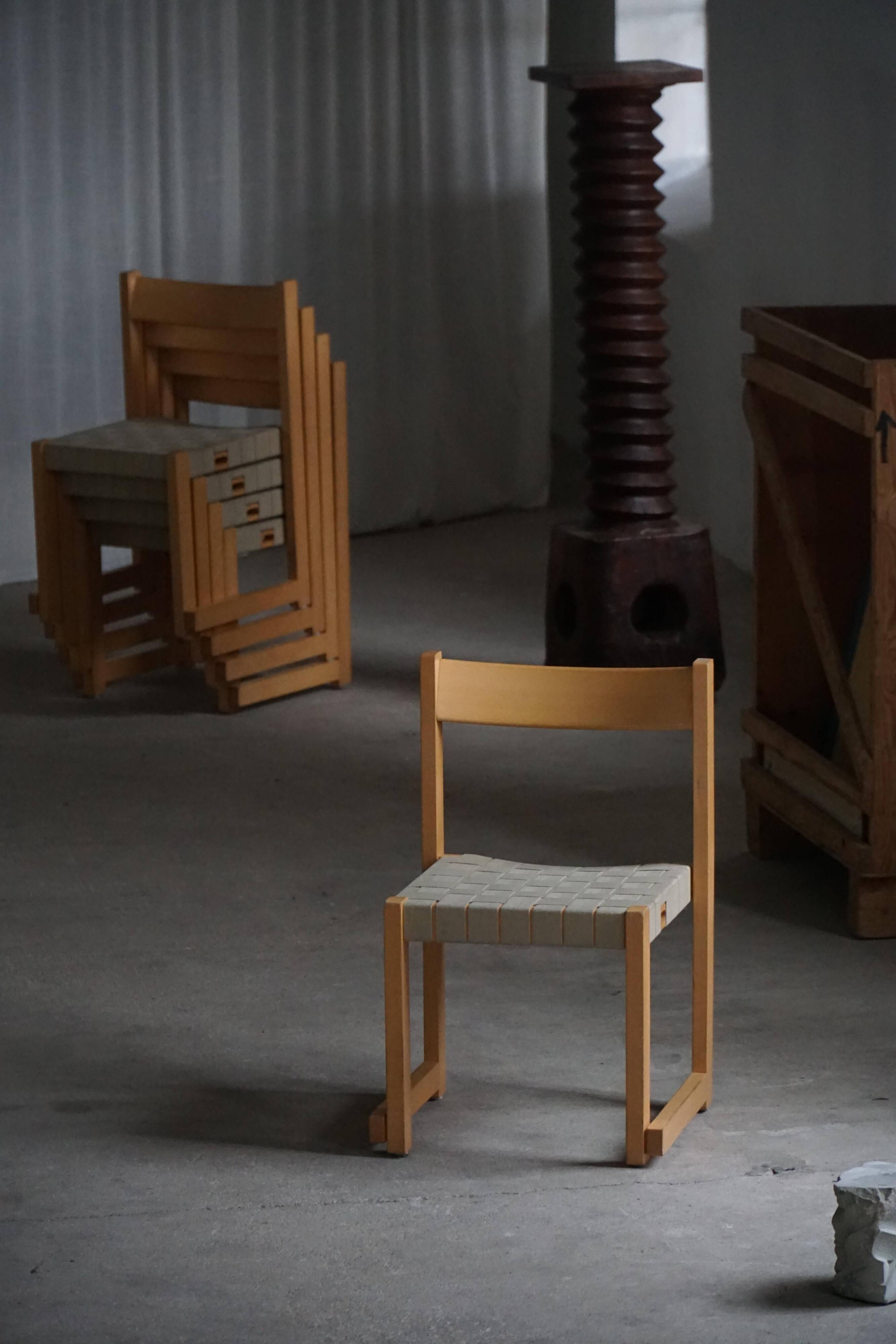 Hans J. Wegner, 'Koldinghus' chairs in beech with woven seat, set of 6, 1988