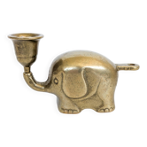 Vintage brass elephant figurine candle holder Haku mid-century