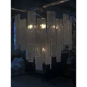 Lustre contemporain à bandes "listelli Alabastro" en verre de Murano
