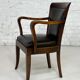 Fauteuil de bureau style Empire en bois et cuir