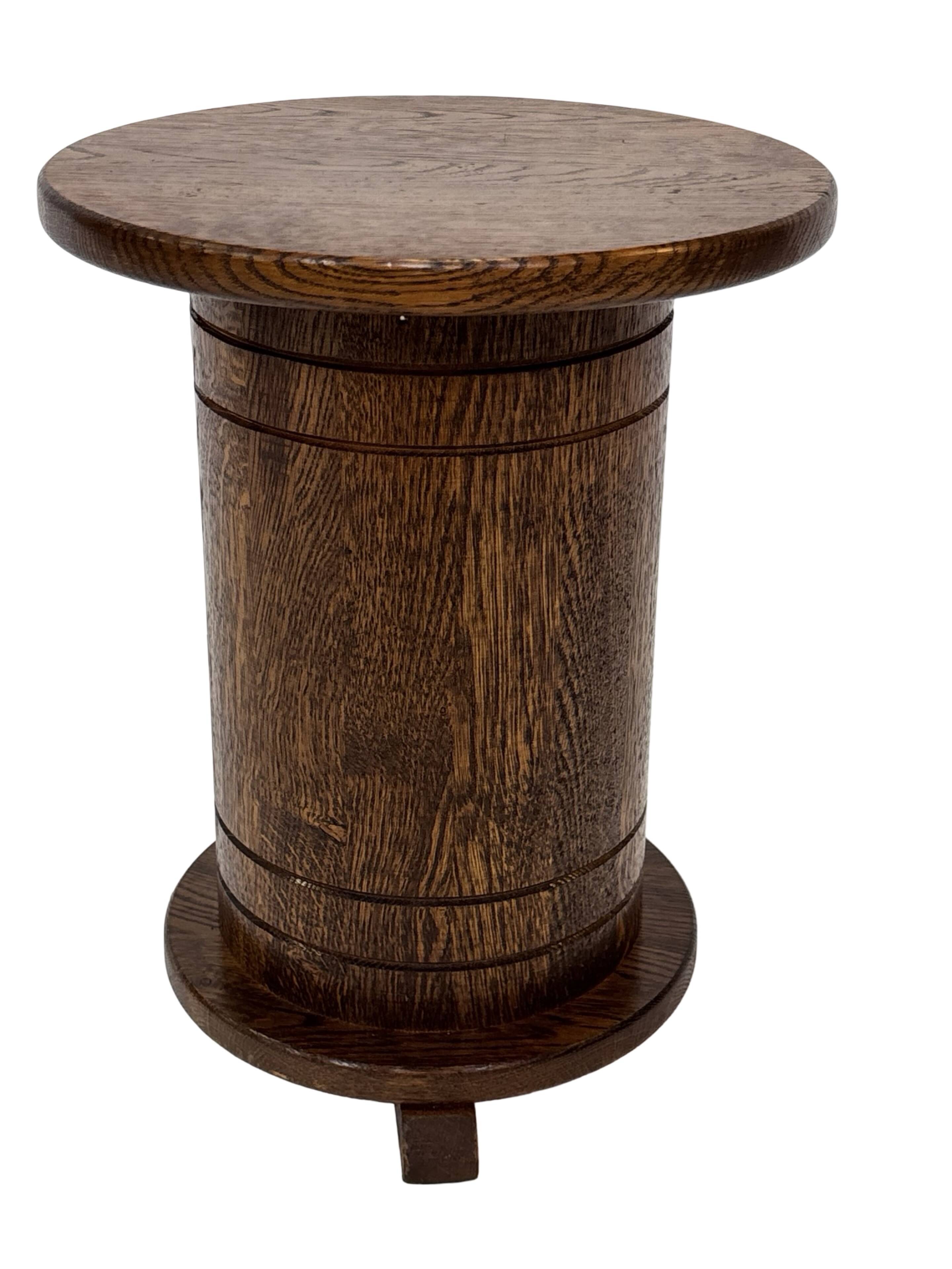 Vintage oak plant table low stool 70s design