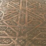 Oriental tea table, moroccan, copper top, engraved wood base, ethnic