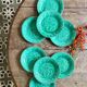 Set of 8 vintage green faience dessert plates, majolica.