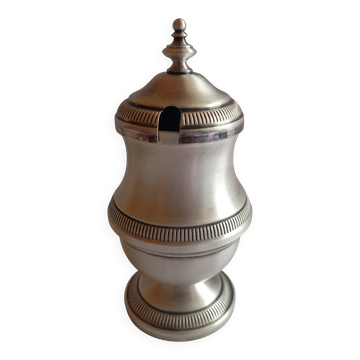 Silver metal mustard jar
