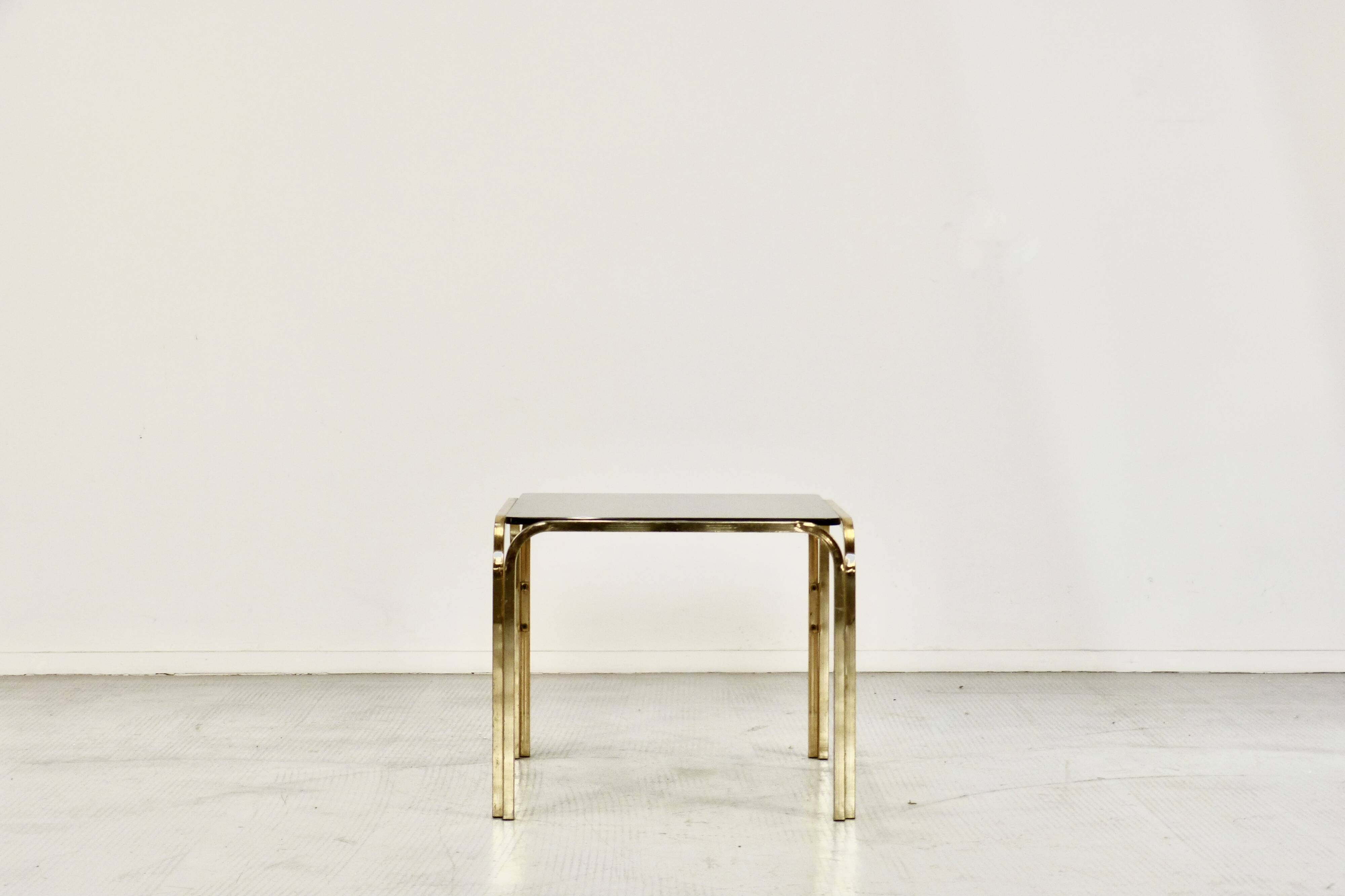 Midcentury Italian Brass And Smoked Glass Coffee Table