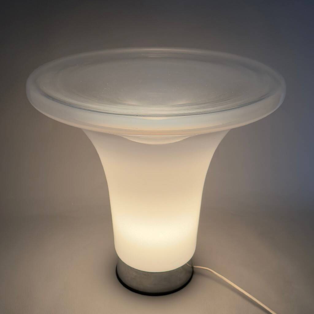 Vistosi large table lamp Murano opal glass Space Age design 1970s