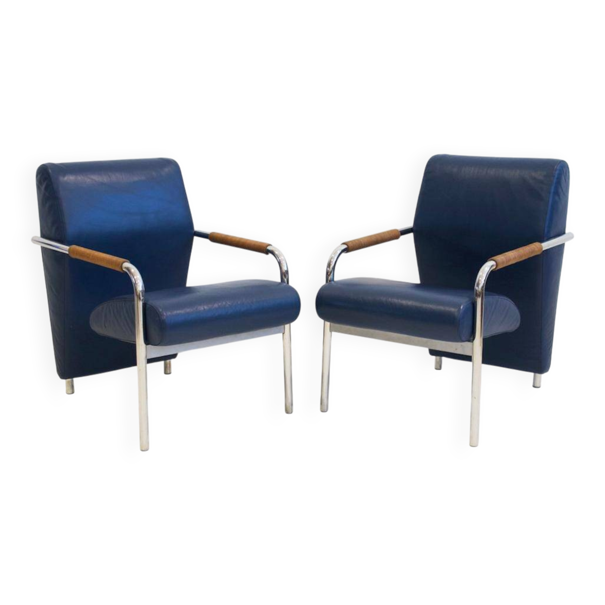 Pair of blue Niccola sun loungers by Andrea Branzi for Zanotta