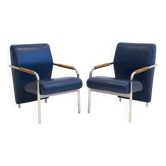 Pair of blue Niccola sun loungers by Andrea Branzi for Zanotta