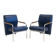 Pair of blue Niccola sun loungers by Andrea Branzi for Zanotta