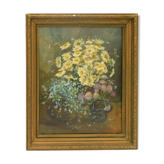 Huile sur panneau Bouquet de fleurs