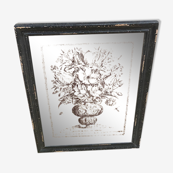 Engraved mirror "wreath of flowers"