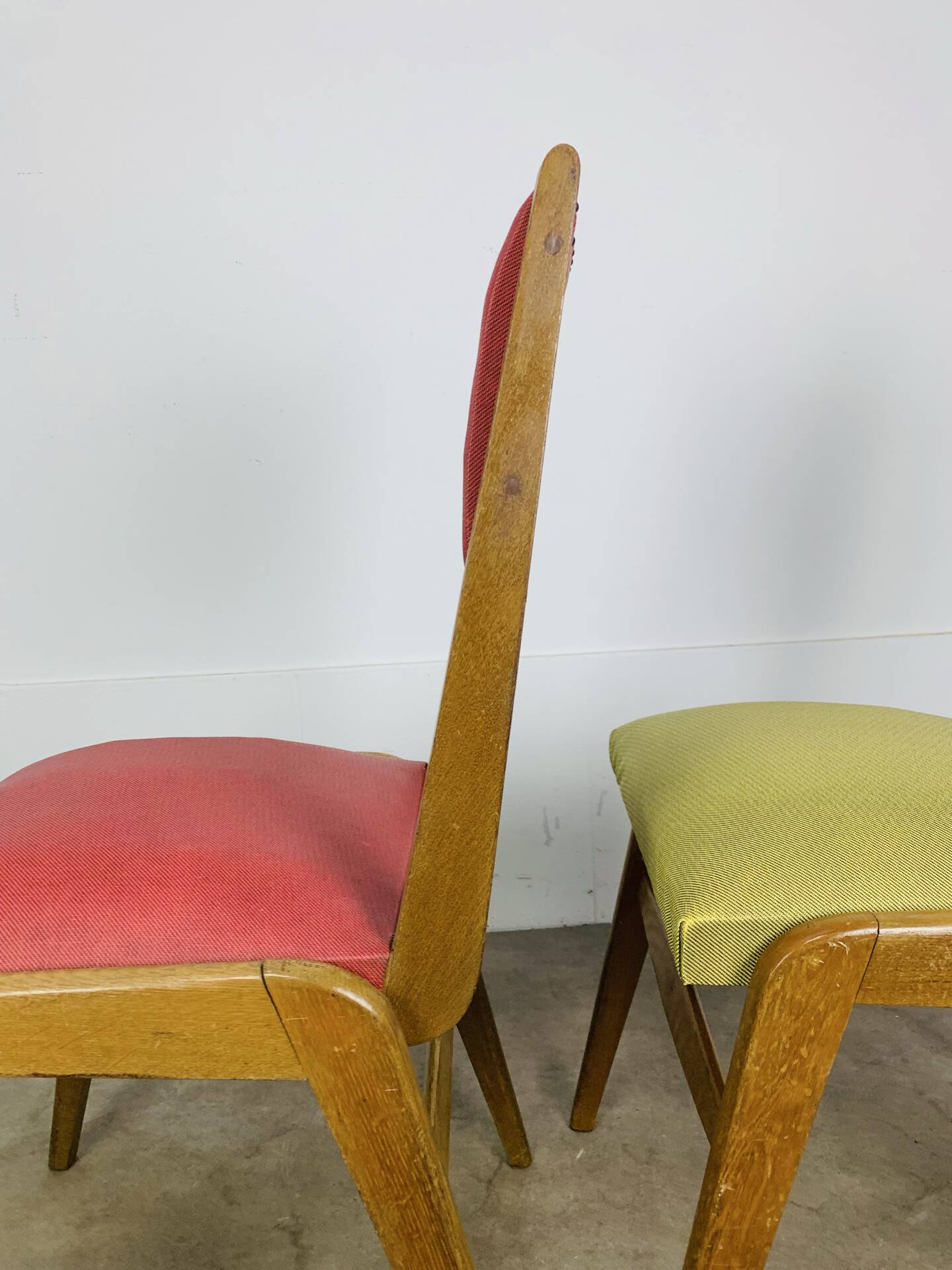Pair of 50's style reconstruction chairs, wood