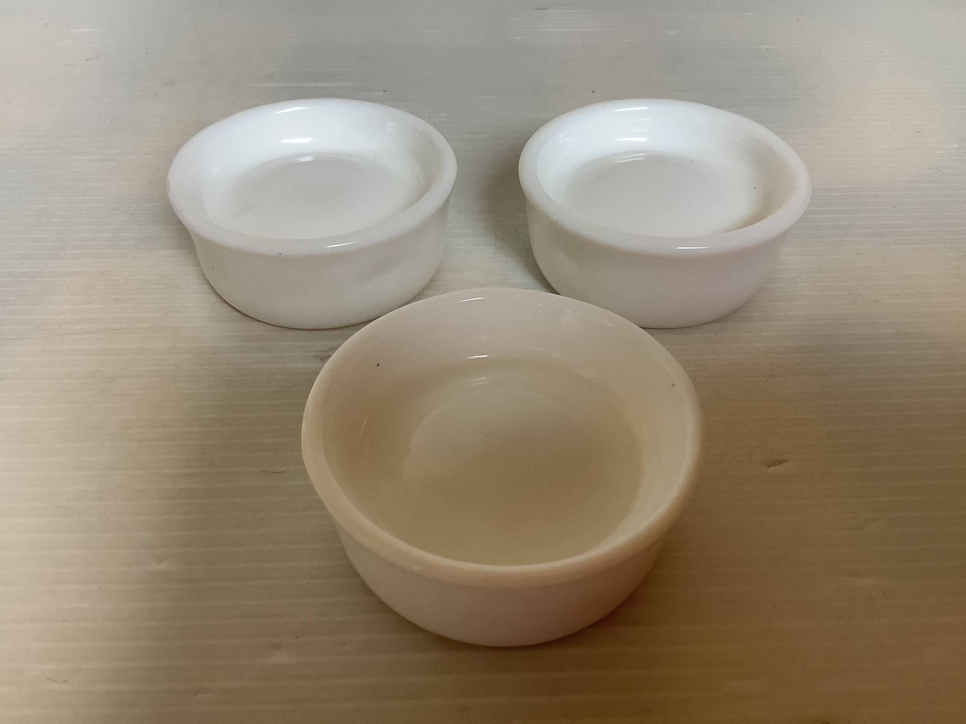 Set of three opaline egg cups