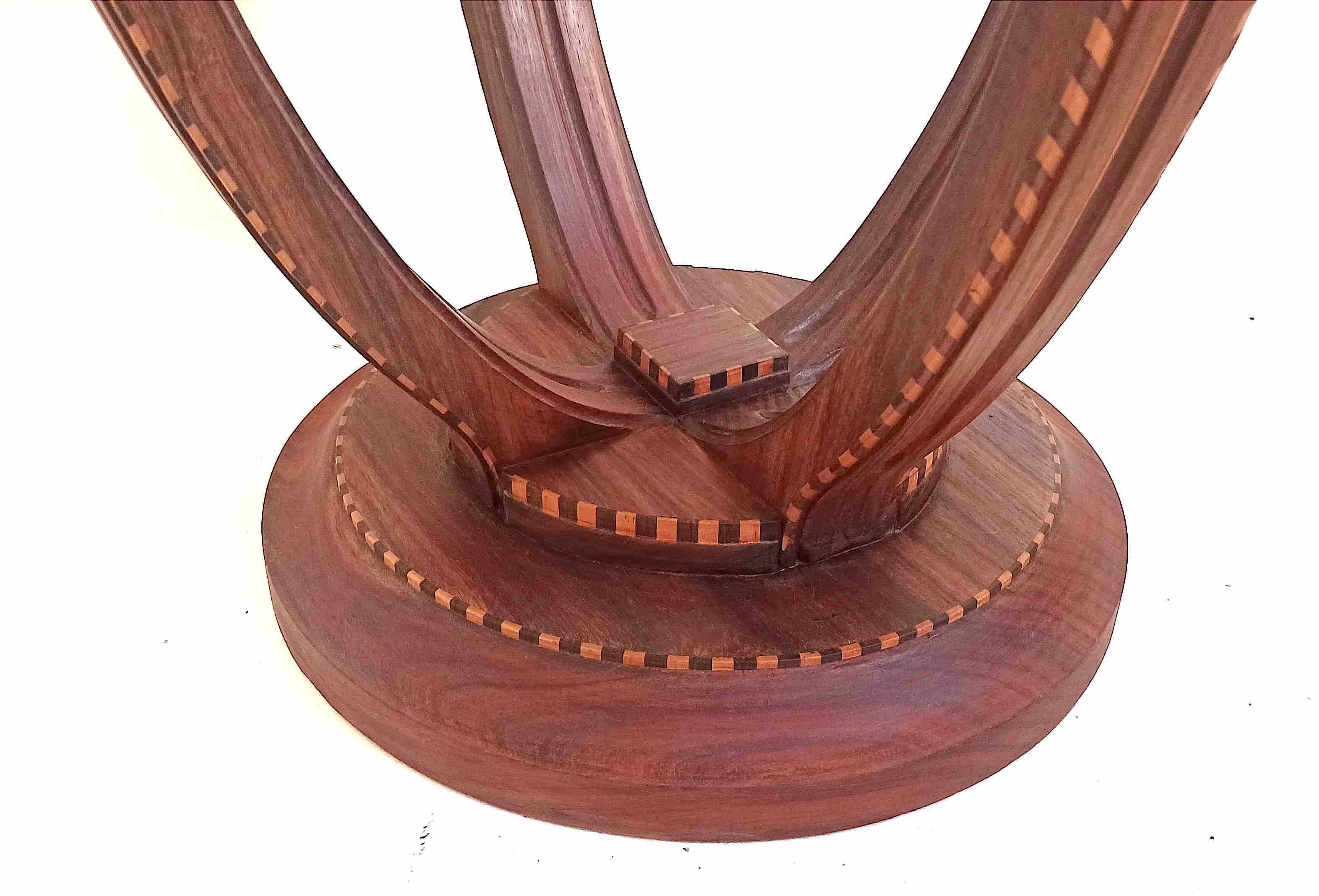 Art Deco 2-tiered pedestal table in purple rosewood, diameter 58.5 cm