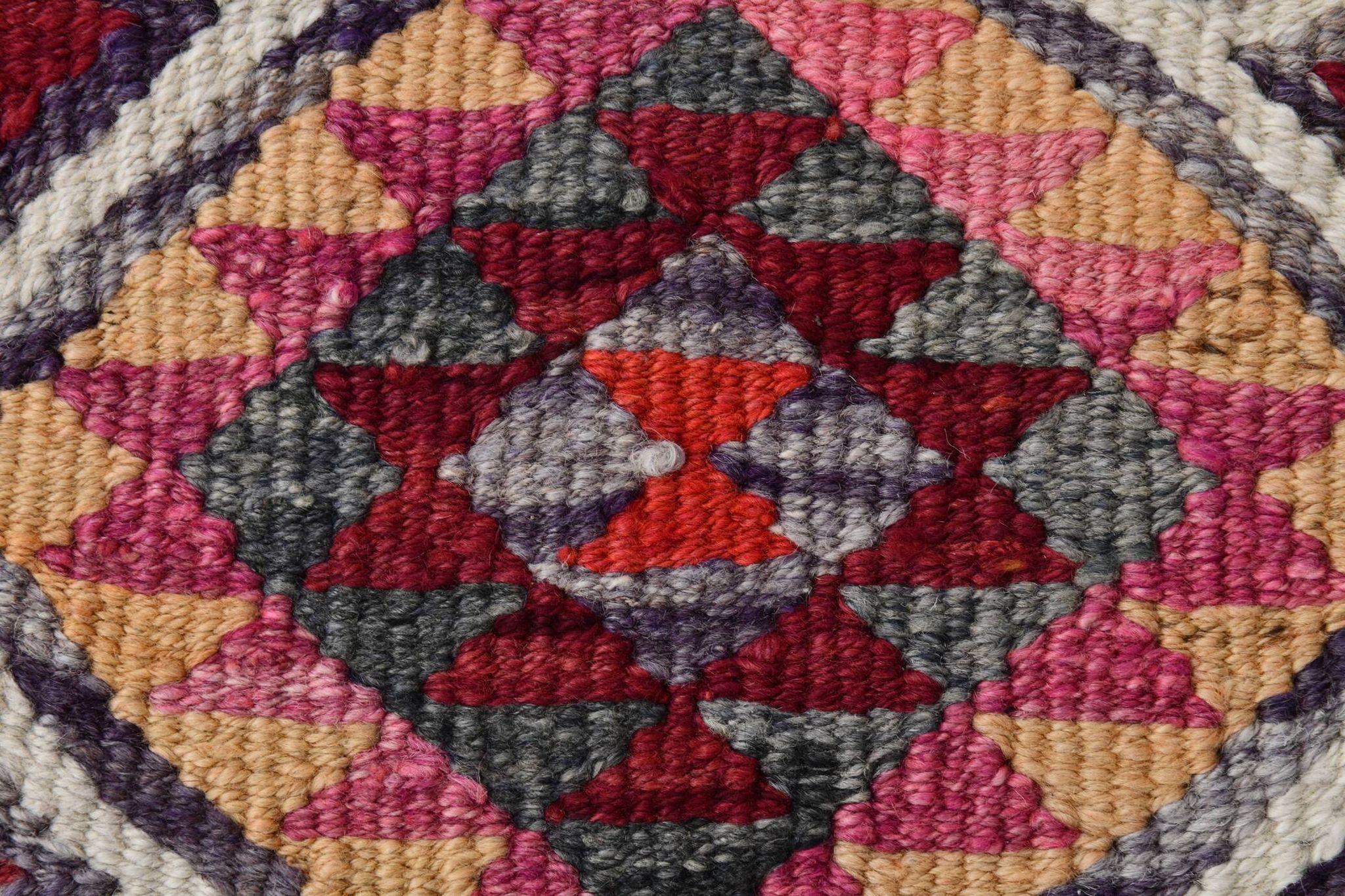 3x10 Vintage Burgundy Kilim Runner Rug 95x302Cm