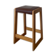 Pine and leather stool Eastern Europe