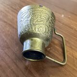 Little oriental pitcher in engraved brass, handcrafted. rare, 19th century period.
