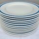 Set 12 plates checkered earthenware blue Lustucru diam25