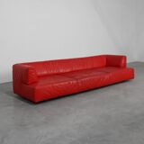 Red Mid-century 3-seater Leather Sofa by Edra, Italy 2000
