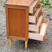 Vintage chest of drawers from the 50s in blond oak 4 drawers conical legs