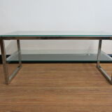 Coffee table in glass and chromed metal