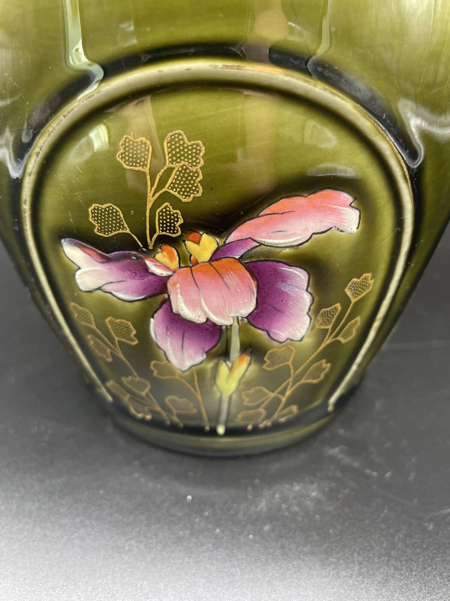 Slip planter, pair, art nouveau, de bruyn earthenware, signed, numbered, fives, lille