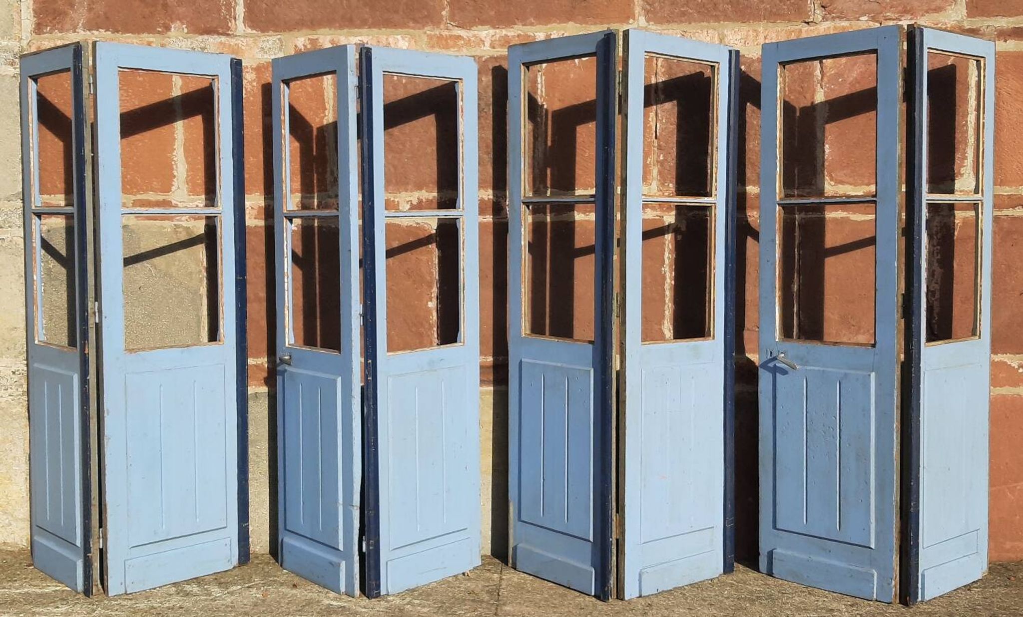 Portes doubles, deux battants, bois massif (Lot de 4)