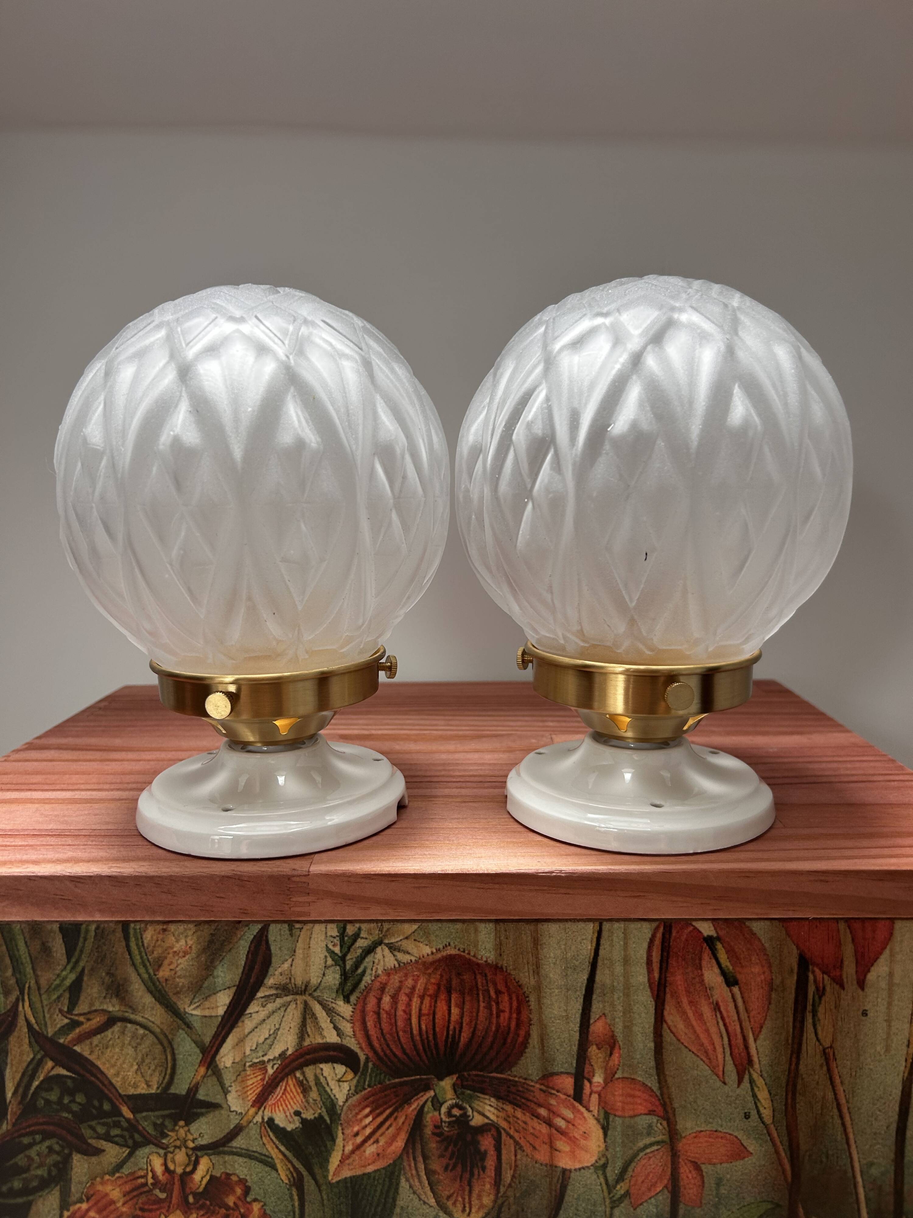 Pair of Art Deco globe wall lights