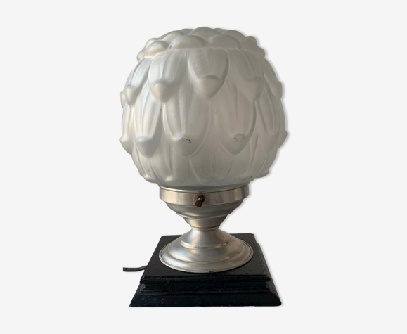 Ancienne lampe de table art déco globe verre moulé | Selency