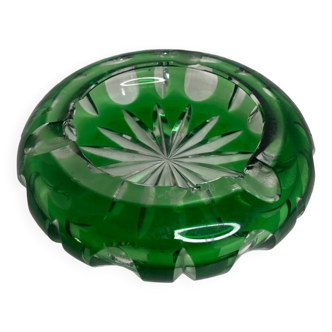 Green colored crystal ashtray